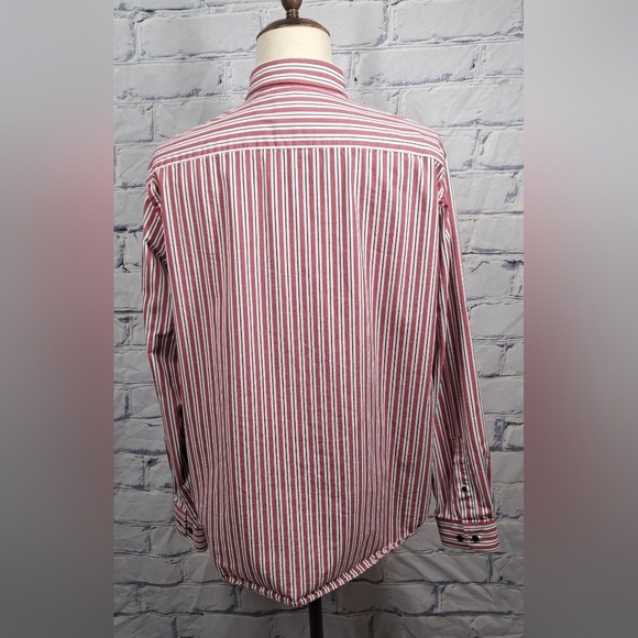 R.M. Williams Men's Button Down Striped Classic Fit Roll Tab Sleeves Logo Medium - Picture 10 of 12